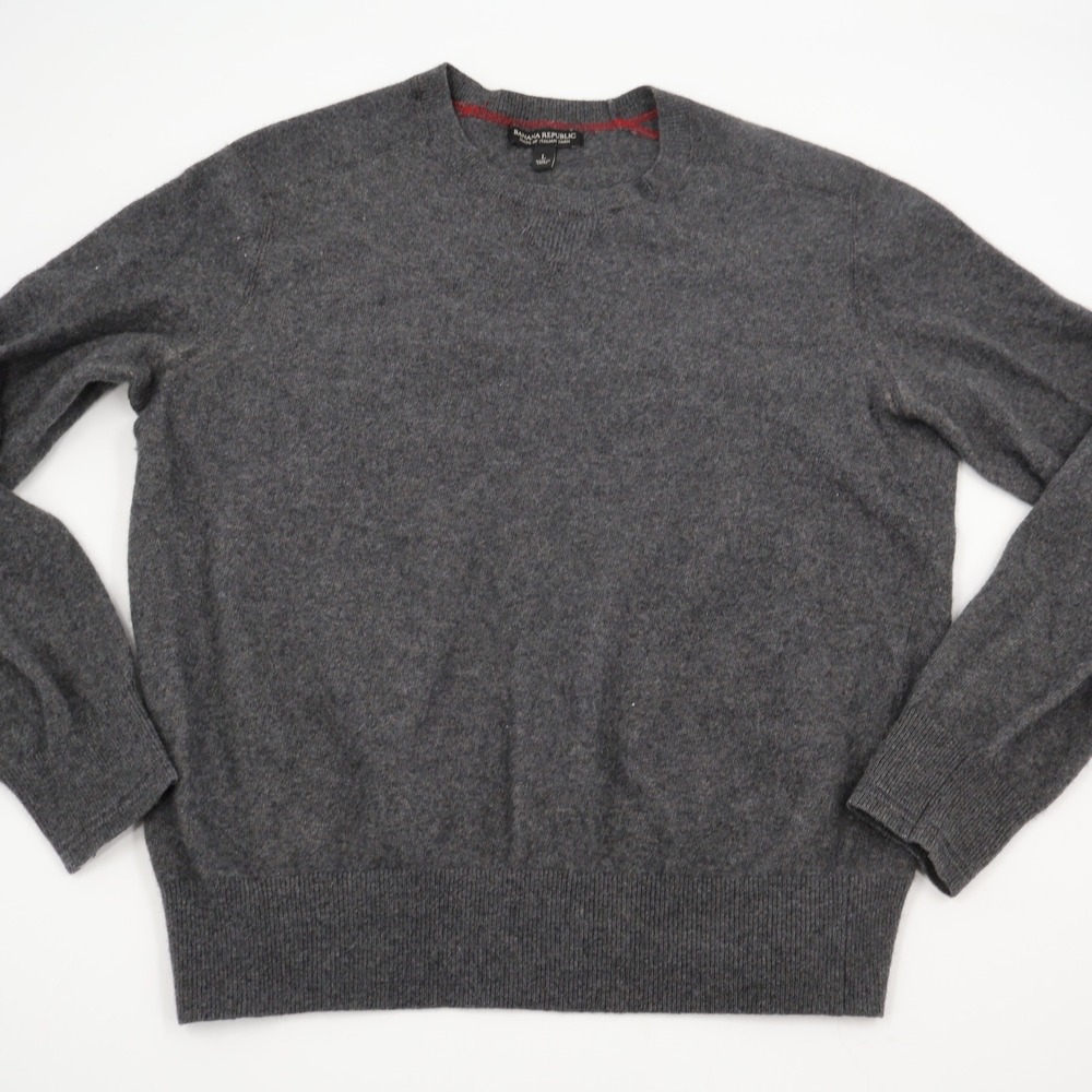 Banana Republic Merino Wool Sweater Mens L Grey Italian Yarn Crewneck J1101